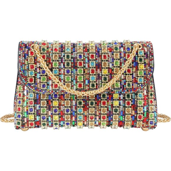 Multicolor Rhinestone Clutch Purse for Women Sparkling Evening Wedding Party Sho - Picture 1 of 7
